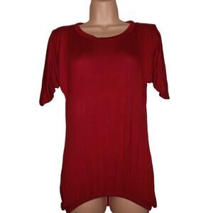 Silver Dagger Red Silky Rayon Knit Top Woman’s Small Stretch Blouse